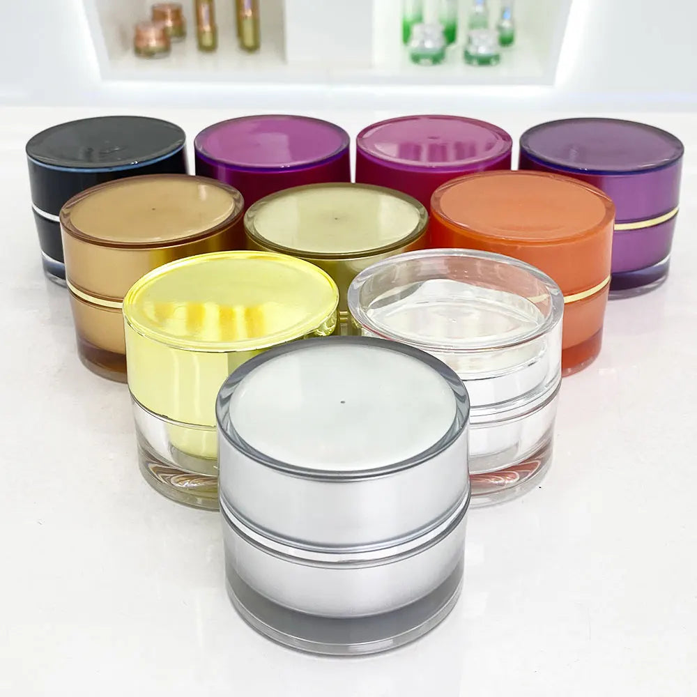 Acrylic Double Wall Pearlescent Cream Jar Rose Cap 5gβ50g | Custom OEM