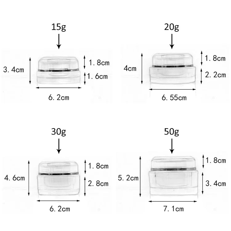 Acrylic Transparent Round Cosmetic Jar Silver Line 15g 20g 30g 50g | Custom OEM