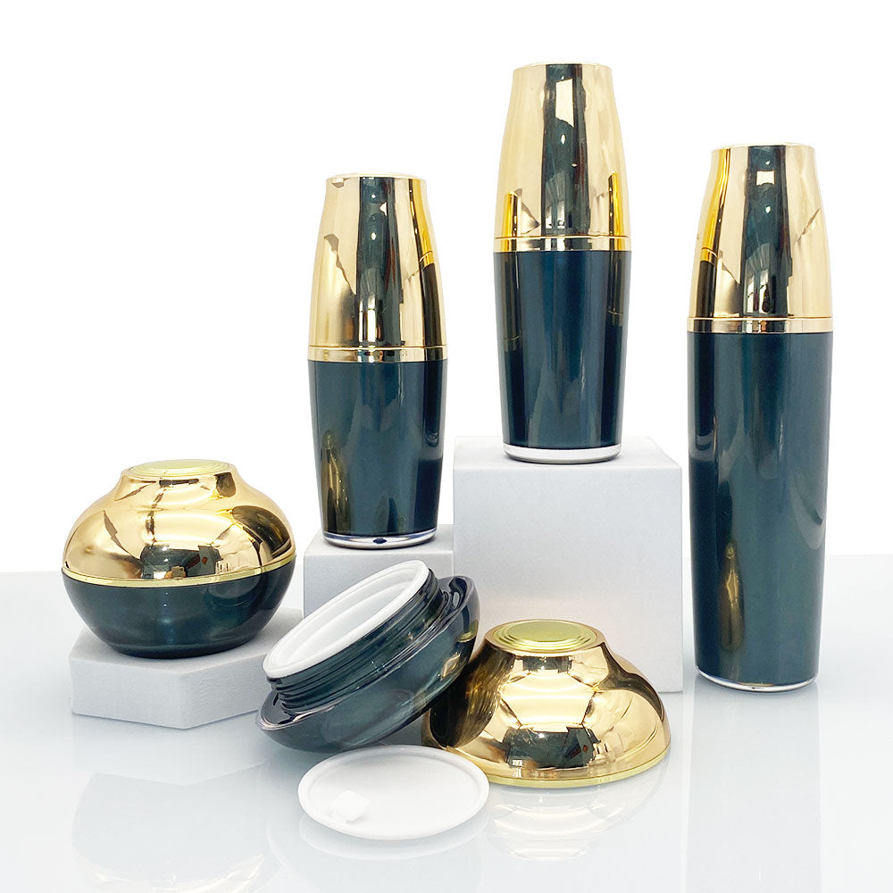 Glossy Gold Lid Deep Green Bottle