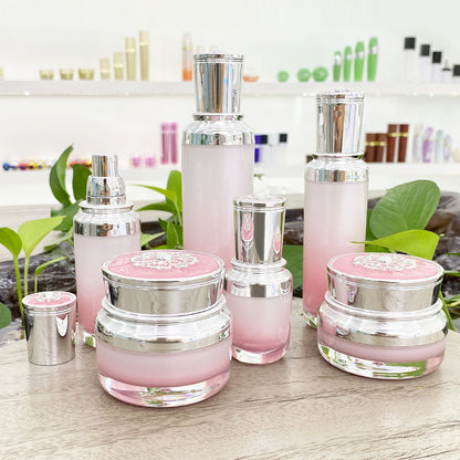 Acrylic Cosmetic Bottle & Jar Set Silver Cap 15ml–100ml | Custom OEM