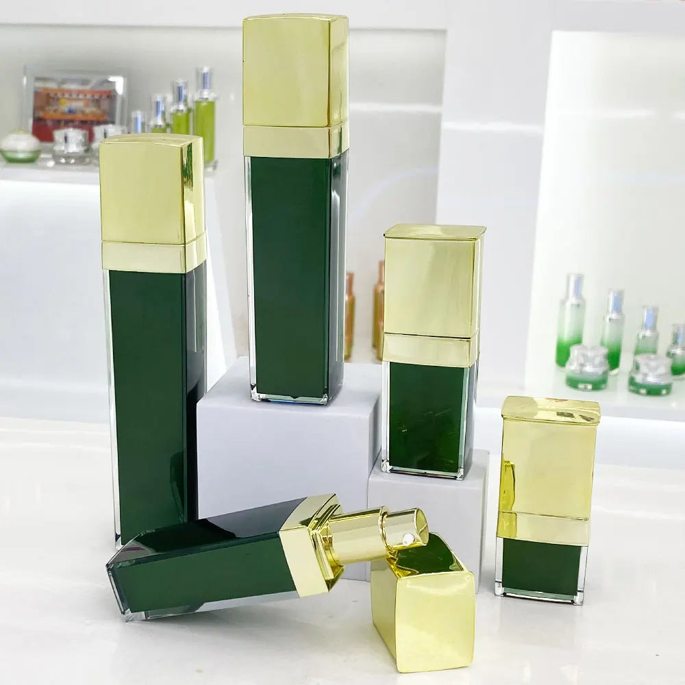 Acrylic Square Cosmetic Jar Gold Lid 50g | Custom OEM