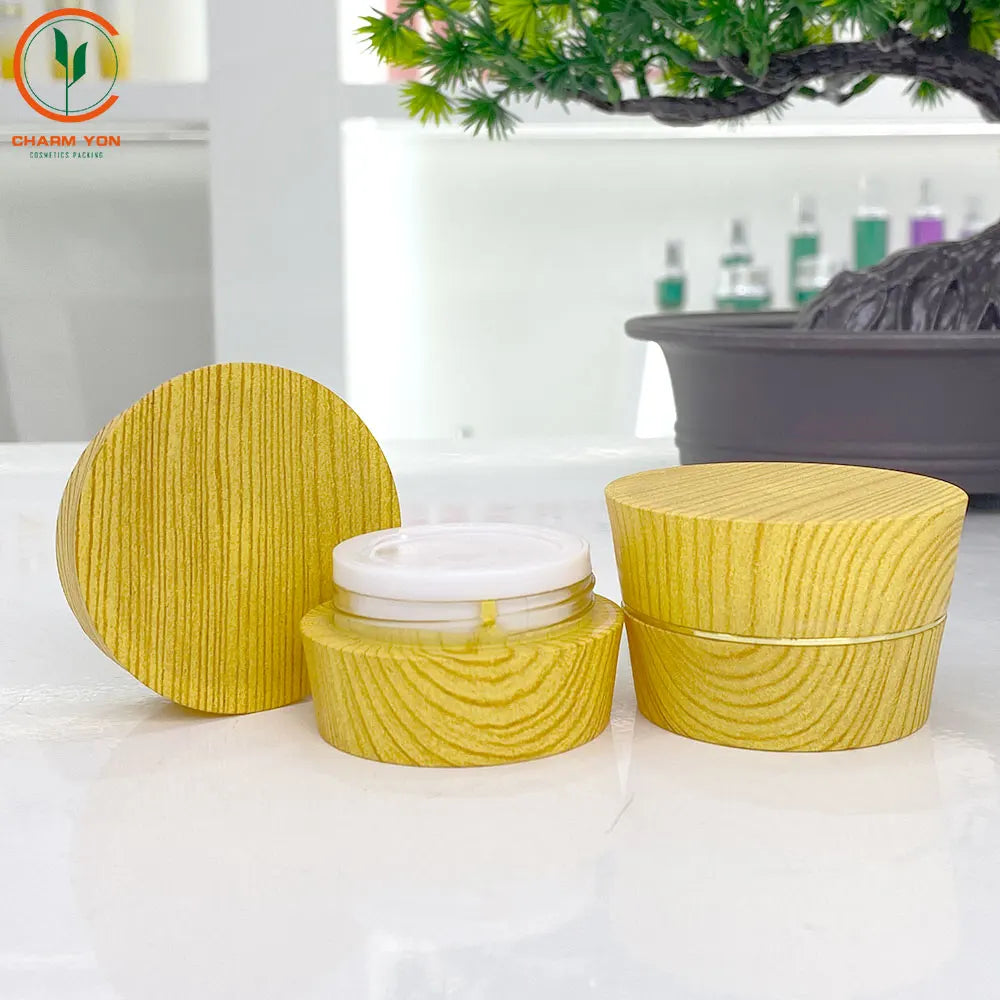 Acrylic Frosted Cosmetic Jar Wood Cap 30ml 50ml | Custom OEM