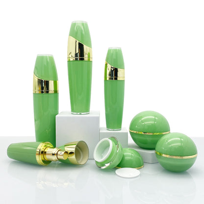 Acrylic Skincare Bottle & Jar Set Gold Lid 15g–120ml | Custom OEM