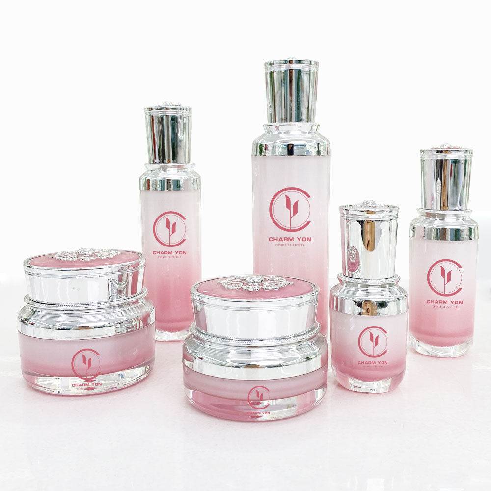 Acrylic Cosmetic Bottle & Jar Set Silver Cap 15ml–100ml | Custom OEM