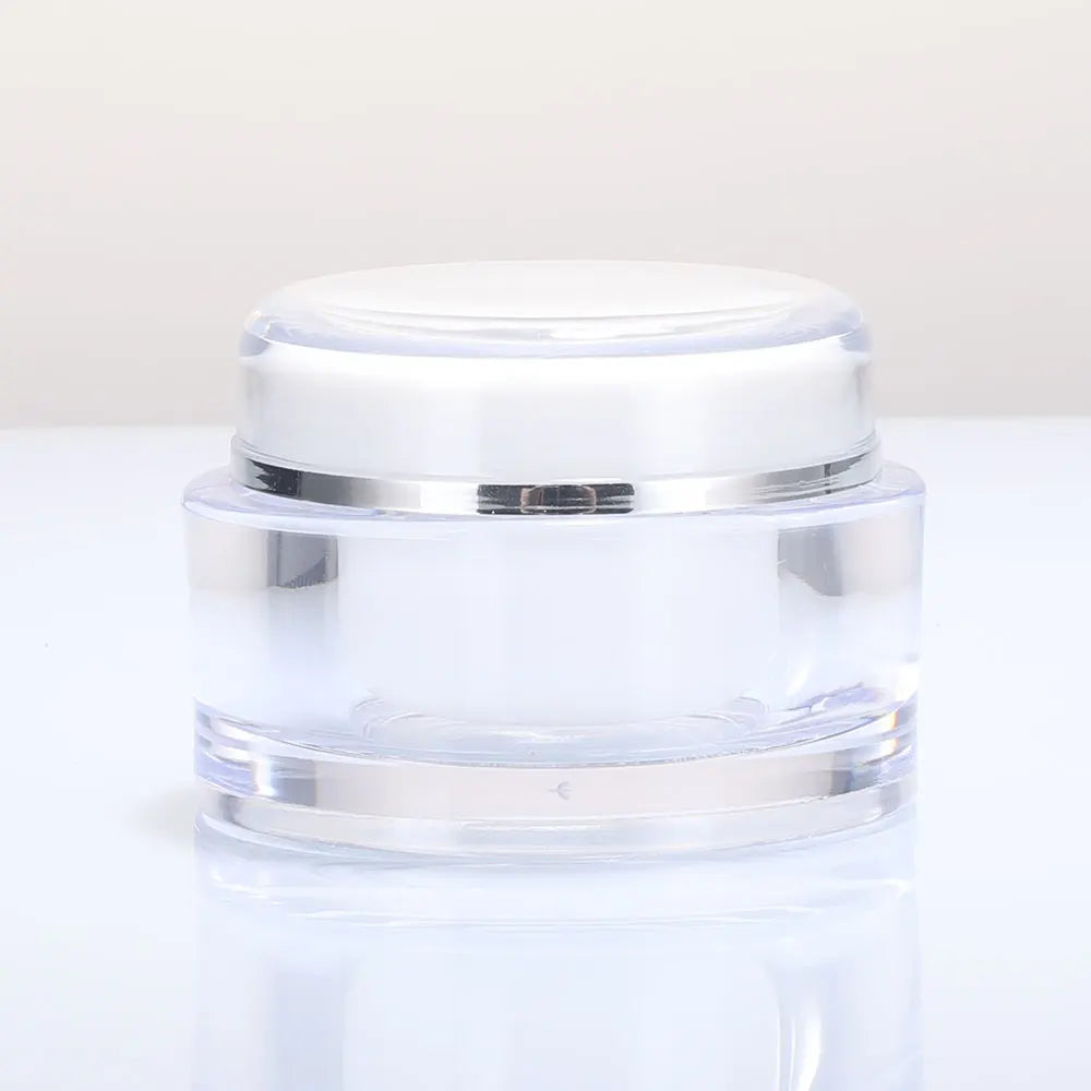 Acrylic Transparent Round Cosmetic Jar Silver Line 15g 20g 30g 50g | Custom OEM