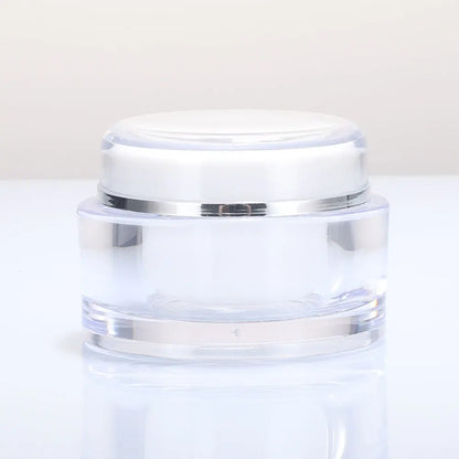 Acrylic Transparent Round Cosmetic Jar Silver Line 15g 20g 30g 50g | Custom OEM