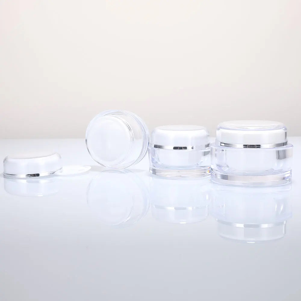 Acrylic Transparent Round Cosmetic Jar Silver Line 15g 20g 30g 50g | Custom OEM