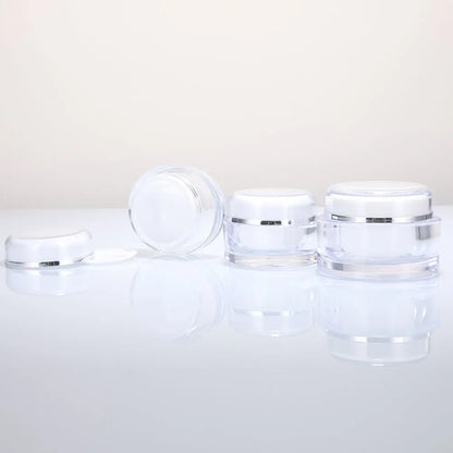 Acrylic Transparent Round Cosmetic Jar Silver Line 15g 20g 30g 50g | Custom OEM