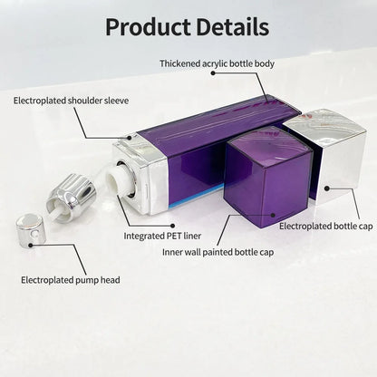 Acrylic Square Airless Lotion Bottle 30ml 50ml 100ml | Custom OEM