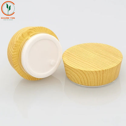 Acrylic Frosted Cosmetic Jar Wood Cap 30ml 50ml | Custom OEM