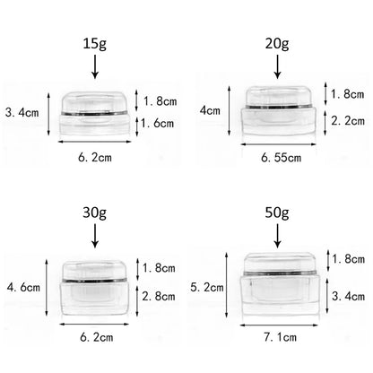 Acrylic Transparent Round Cosmetic Jar Silver Line 15g 20g 30g 50g | Custom OEM