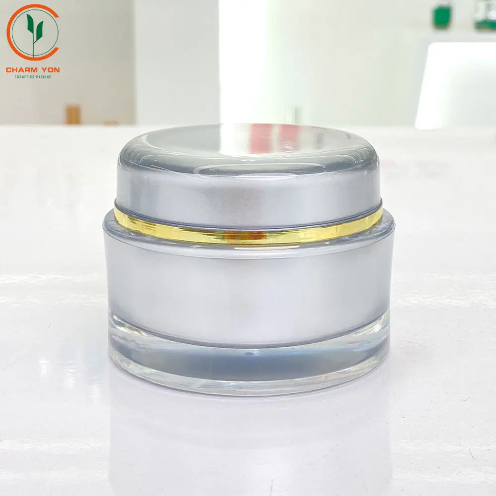 Acrylic Luxury Cosmetic Cream Jar Silver 10g–50g | Custom OEM