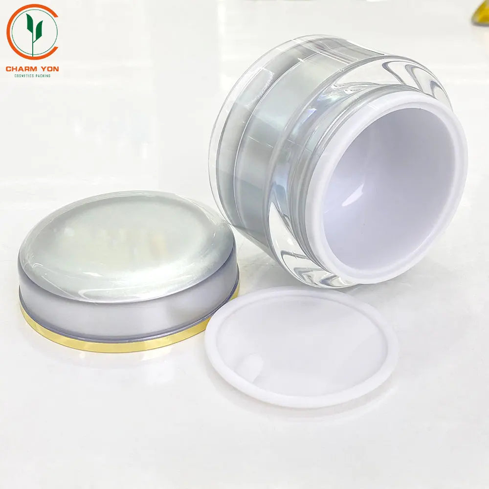 Acrylic Luxury Cosmetic Cream Jar Silver 10g–50g | Custom OEM