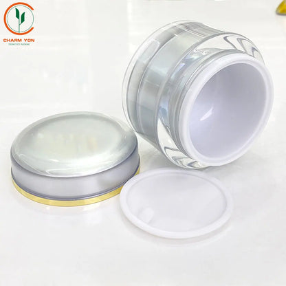 Acrylic Luxury Cosmetic Cream Jar Silver 10g–50g | Custom OEM
