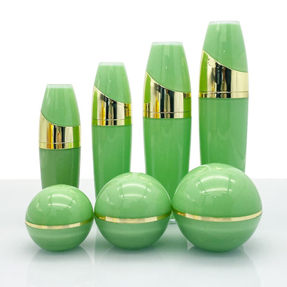 Acrylic Skincare Bottle & Jar Set Gold Lid 15g–120ml | Custom OEM