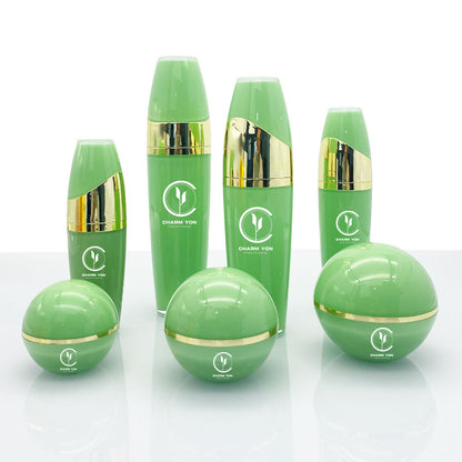 Acrylic Skincare Bottle & Jar Set Gold Lid 15g–120ml | Custom OEM