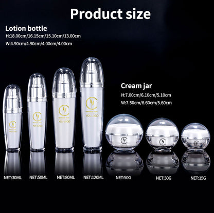 Acrylic Cosmetic Packaging Set Transparent Lid 15g–120ml | Custom OEM