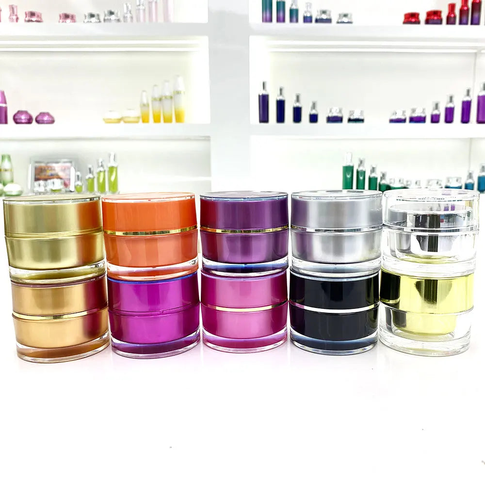 Acrylic Double Wall Pearlescent Cream Jar Rose Cap 5g–50g | Custom OEM