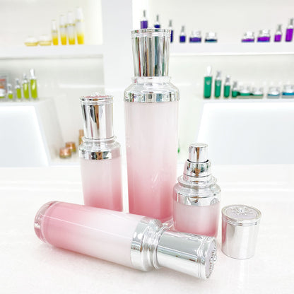 Acrylic Cosmetic Bottle & Jar Set Silver Cap 15ml–100ml | Custom OEM