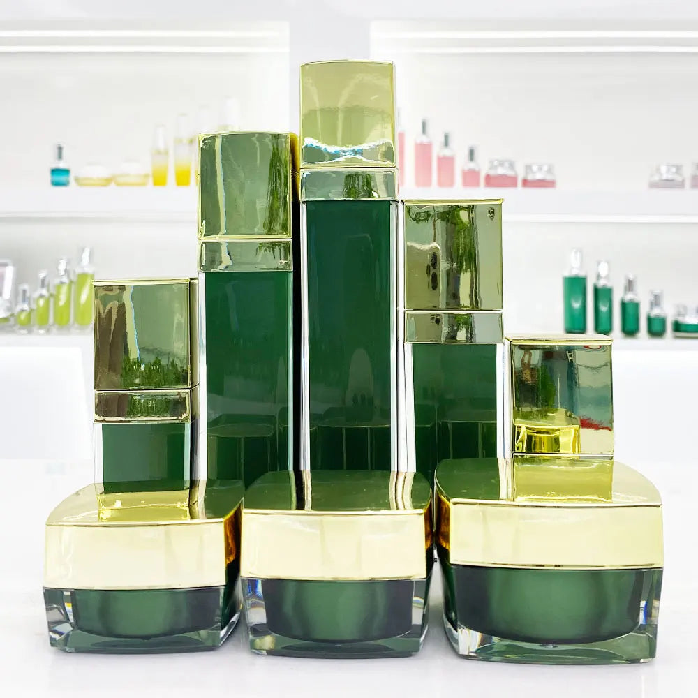 Acrylic Square Cosmetic Jar Gold Lid 50g | Custom OEM