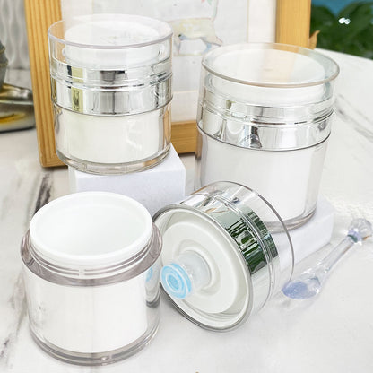Acrylic Airless Pump Bottle Double Layer Silver 15g–50g | Custom OEM
