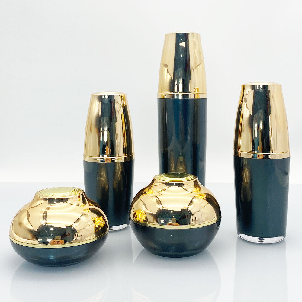 Glossy Gold Lid Deep Green Bottle