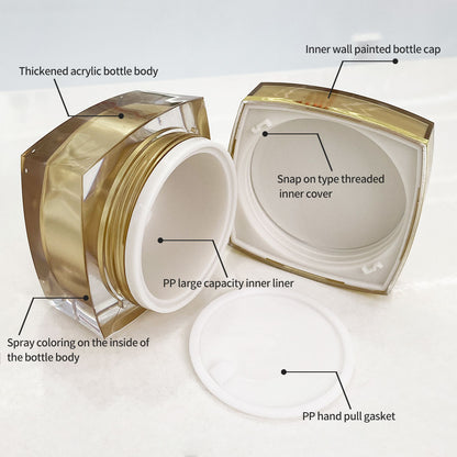 Acrylic Gold Square Cosmetic Bottle & Jar Set | Custom OEM