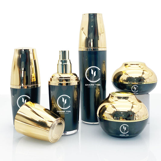 Glossy Gold Lid Deep Green Bottle