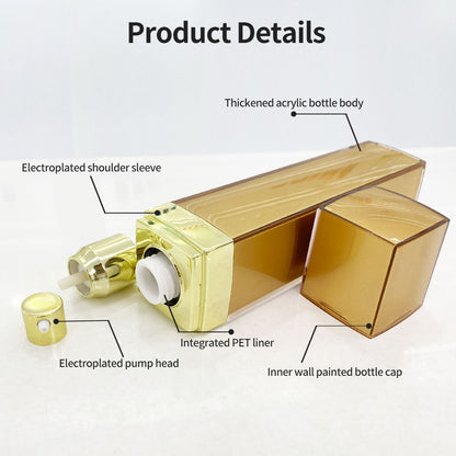 Acrylic Gold Square Cosmetic Bottle & Jar Set | Custom OEM