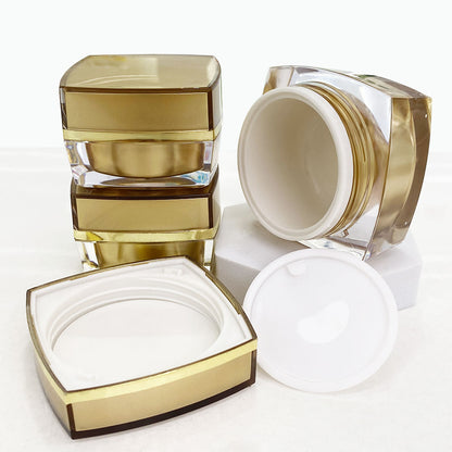 Acrylic Gold Square Cosmetic Bottle & Jar Set | Custom OEM